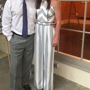 Black and White Striped Jumpsuit